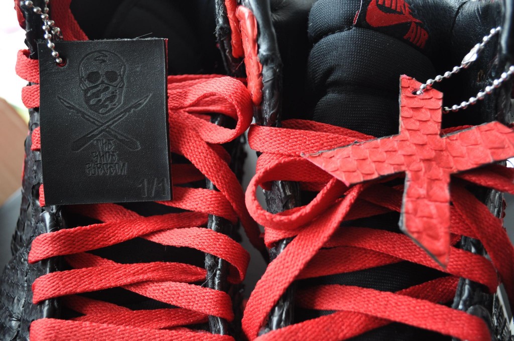 The Shoe Surgeon Banned Air Jordan 1 Red Python - Sneaker Bar Detroit