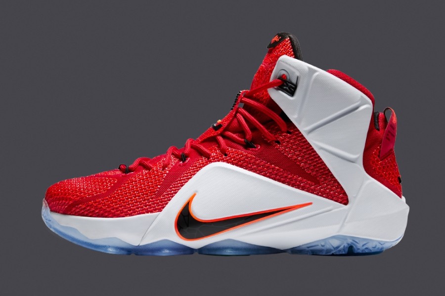 Lebron 12 red store and white