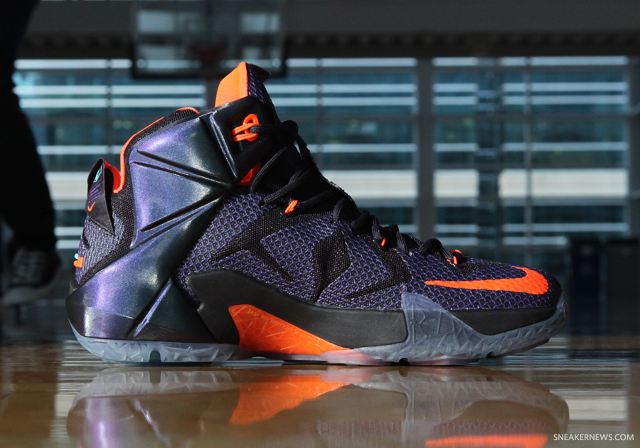 Lebron 12 purple sale and orange